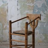 Carved monk's chair in solid oak, Wabi Sabi, Swedish, early 20th century.