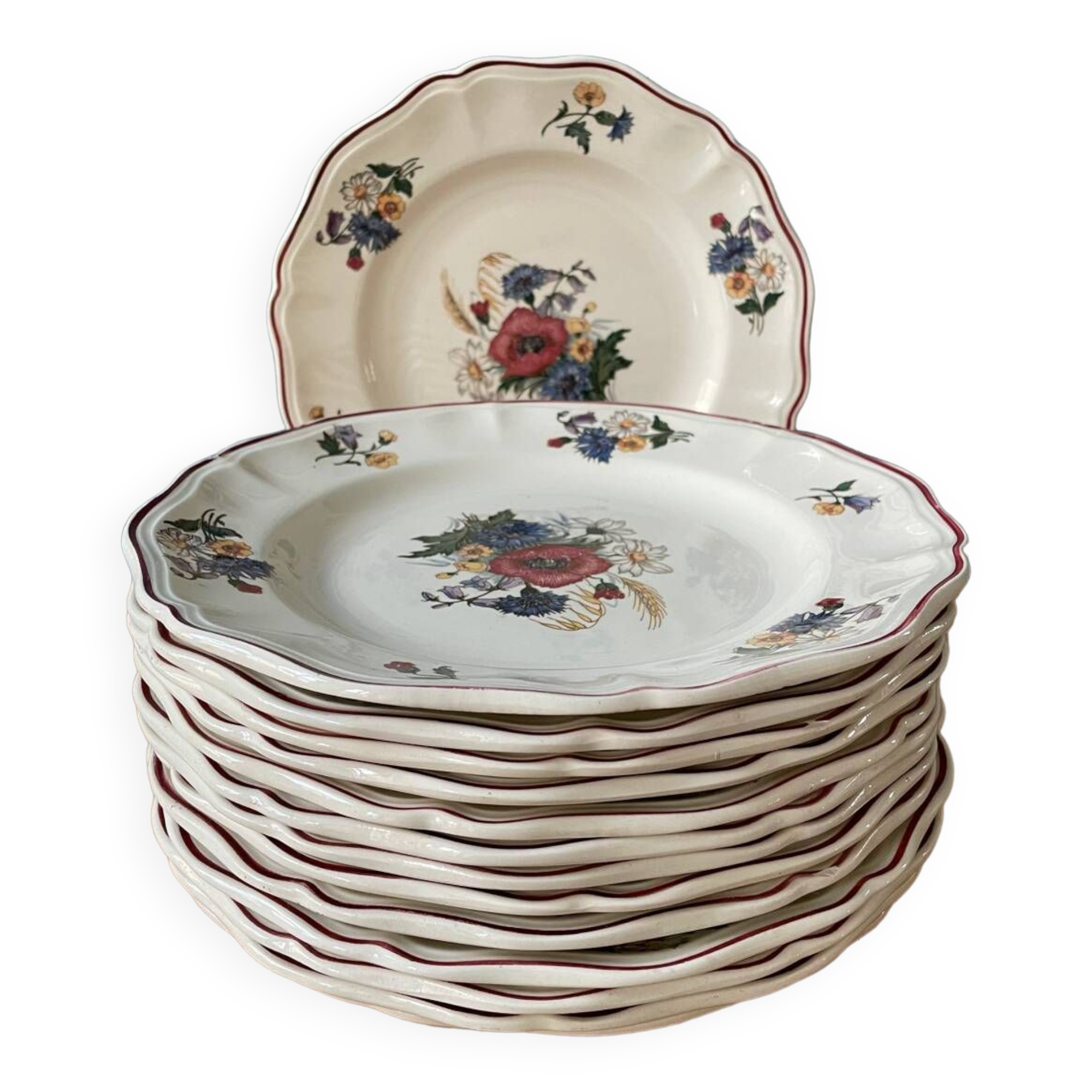 Series of 14 Sarreguemines France flat plates, Agreste collection