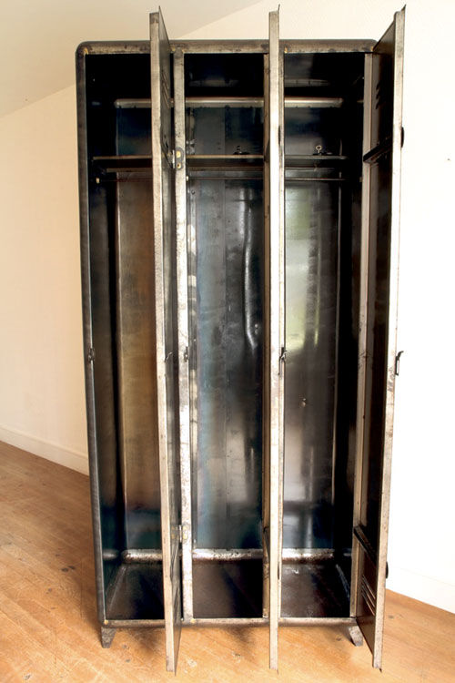 Industrial metal locker room patinated rounded corners