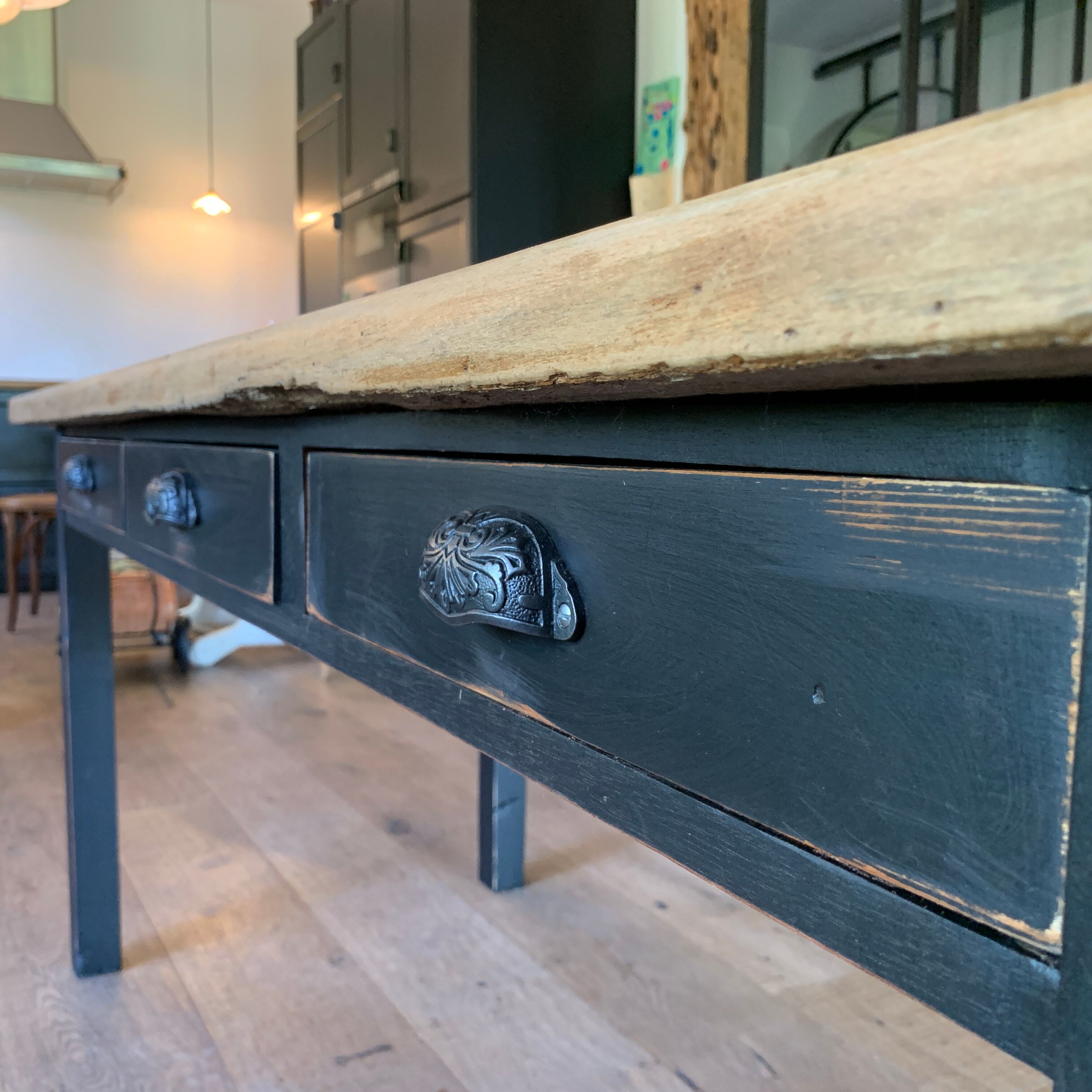 Old farm table with drawers
