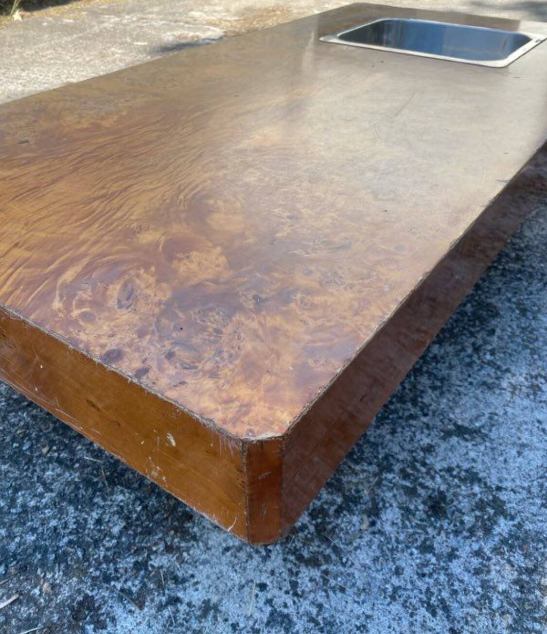 Table basse loupe d'orme de willy rizzo 1970