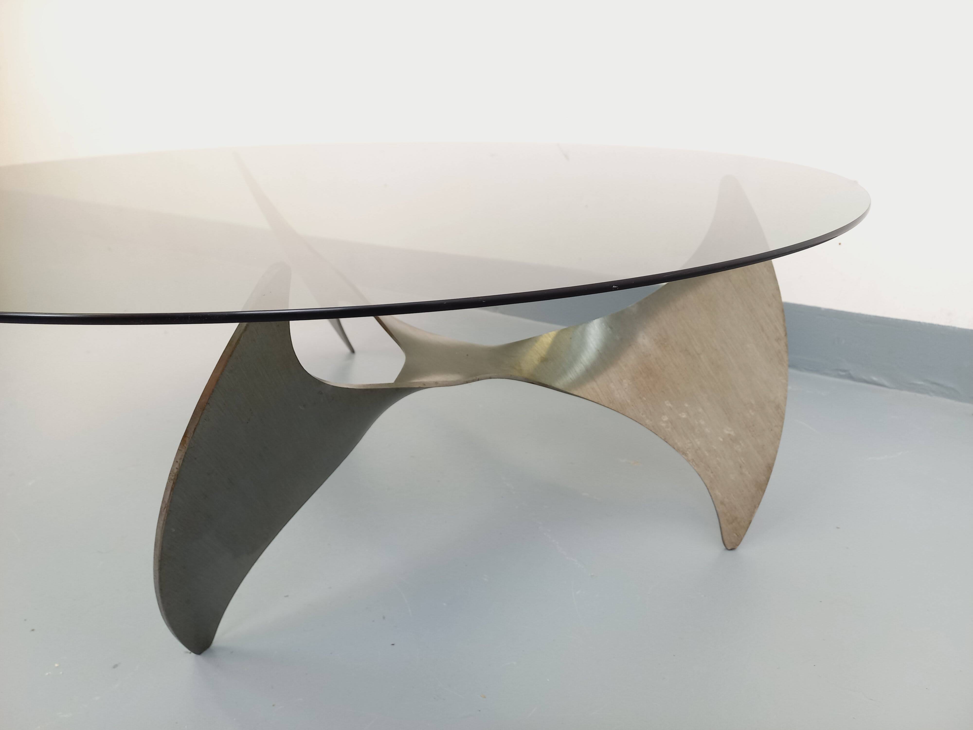 Vintage Propeller coffee table by Knut Hesterberg in steel and glass.