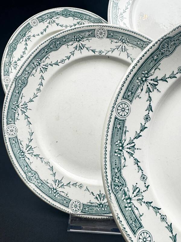 Lot de 6 assiettes anciennes en faïence Moulin des Loups & Hamage – Modèle Provence – Terre de Fer