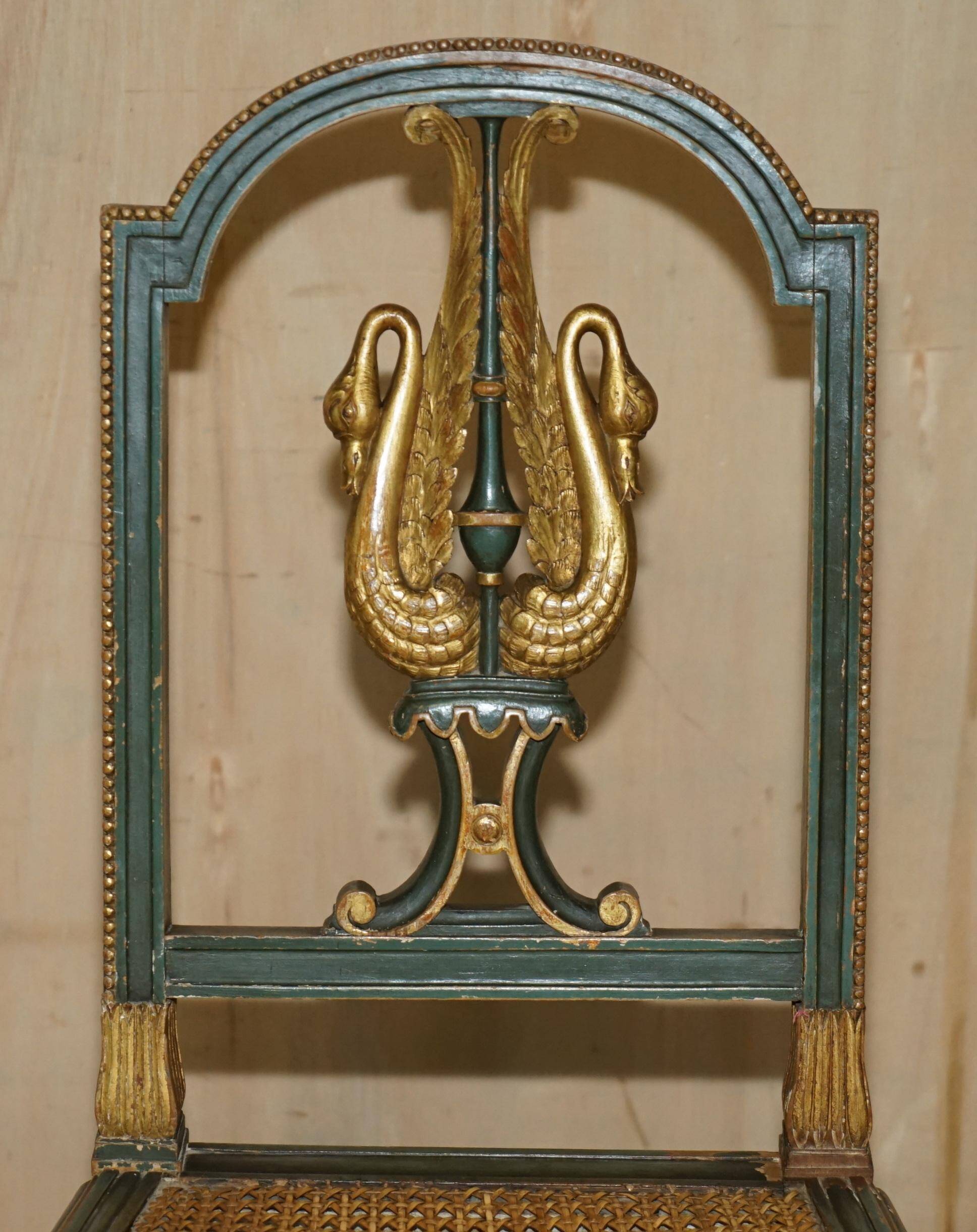 Paire Antique Chaises d'Appoint William Kent Empire Sculptées en Cygne