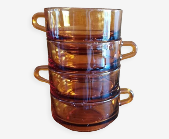 4 tasses à espresso ambrées Duralex