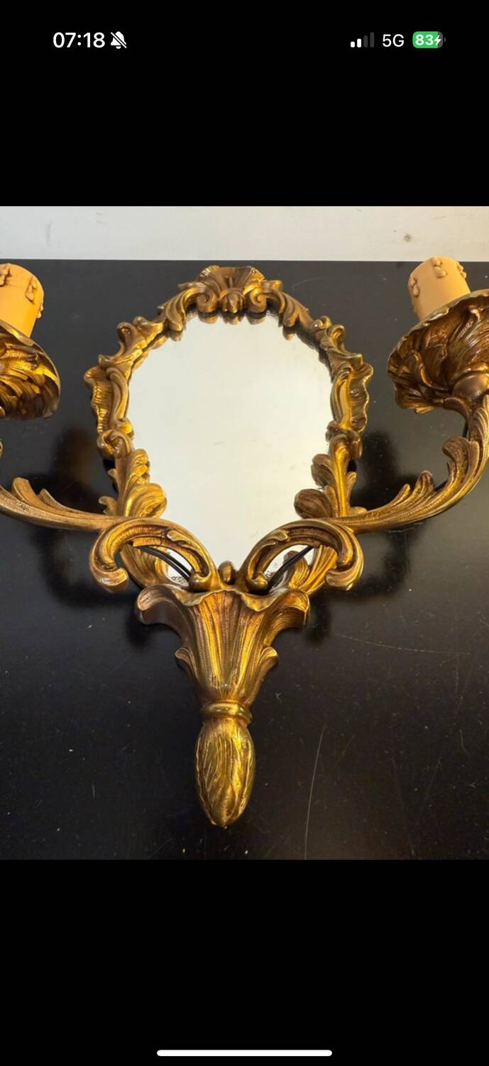 Gilded bronze mirror wall light - Louis XV Rococo style