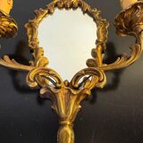 Applique murale miroir en bronze doré - style Louis XV Rococo