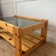 Pine and smoked glass coffee table, 70s-80s