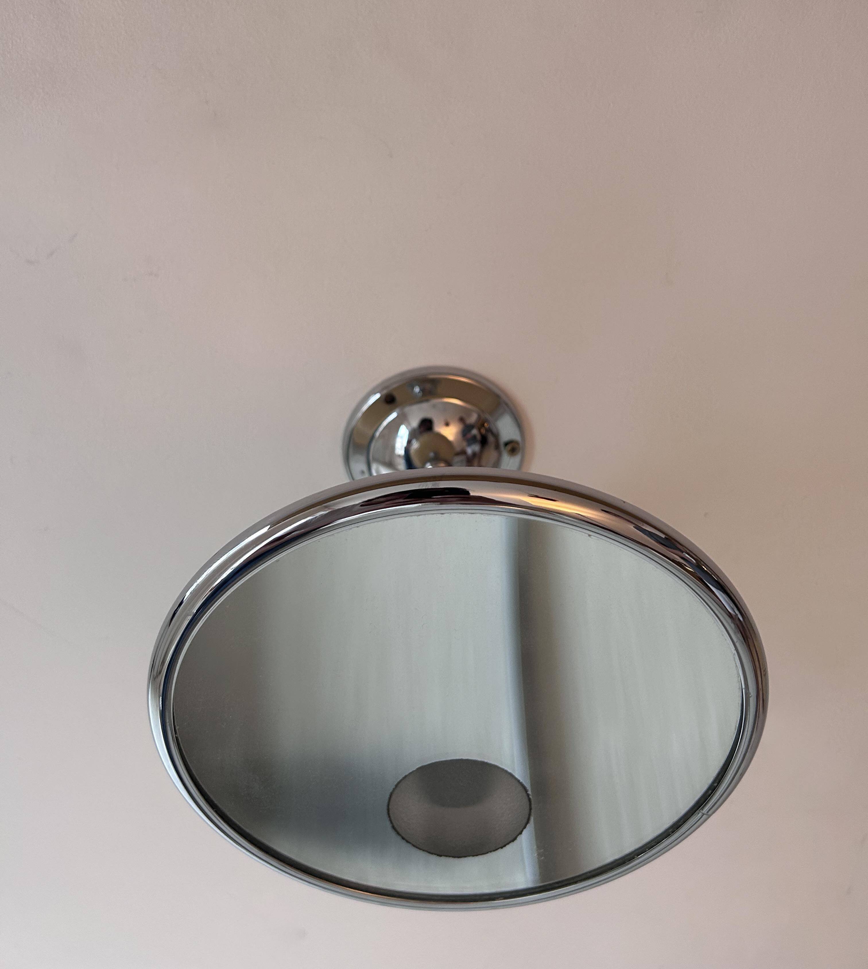 Vintage adjustable chrome mirror, magnifying and illuminating, France 1970