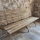 Banc de jardin pliant français ancien, pin et cadre en fer riveté