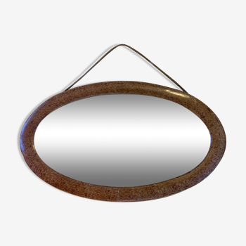 Oval mirror, brown frame 62x38cm