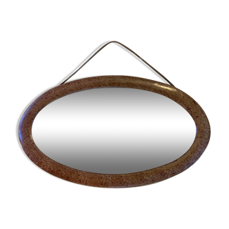 Miroir oval encadrement marron 62x38cm