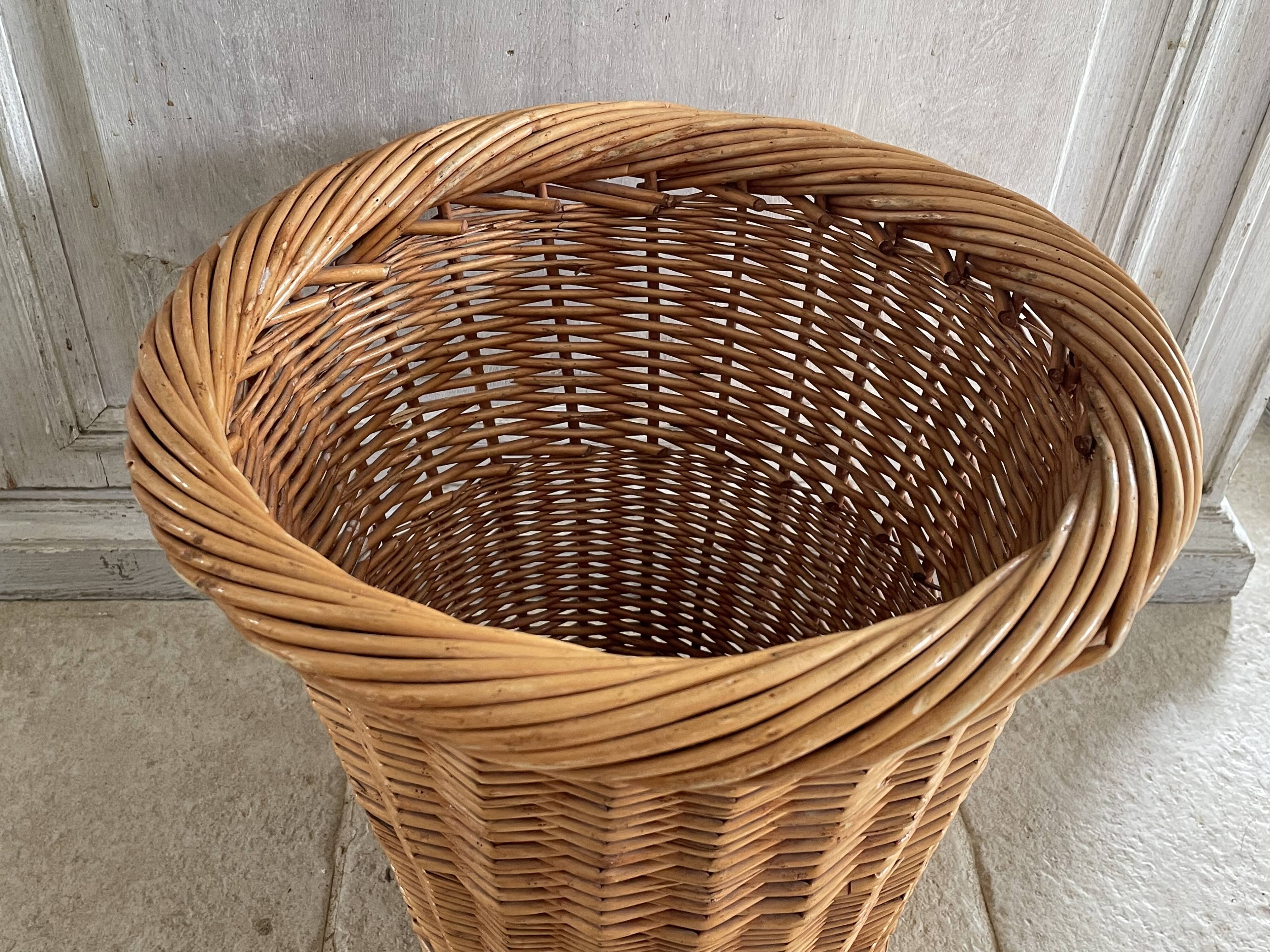 Vintage rattan paper basket