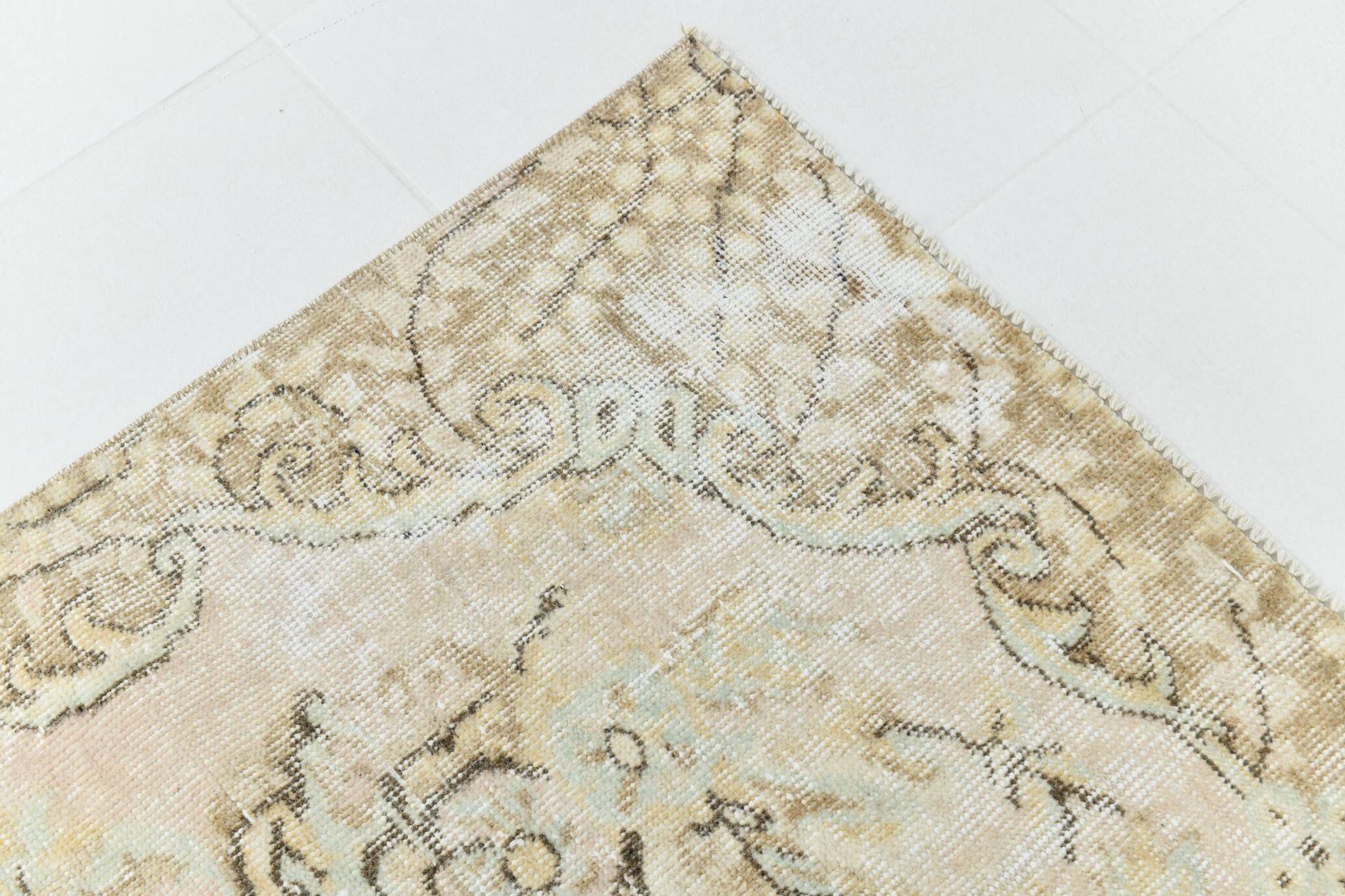 291x172 Vintage Turkish Rug, Pastel Pink Green Brown Rug, Turkish Carpet