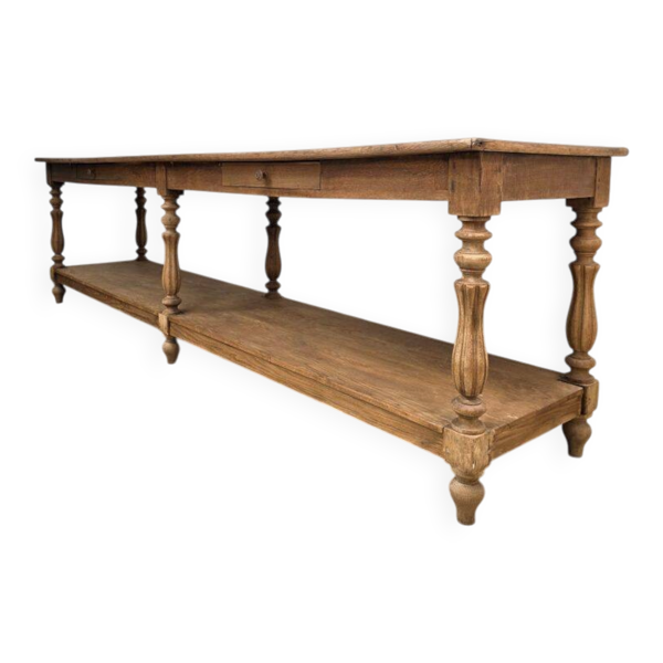 Grande table de drapier 19ème en chêne à 6 pieds