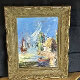 Haitian School 20th Century - Raoul Viard (referenced) - Marine Oil on panel