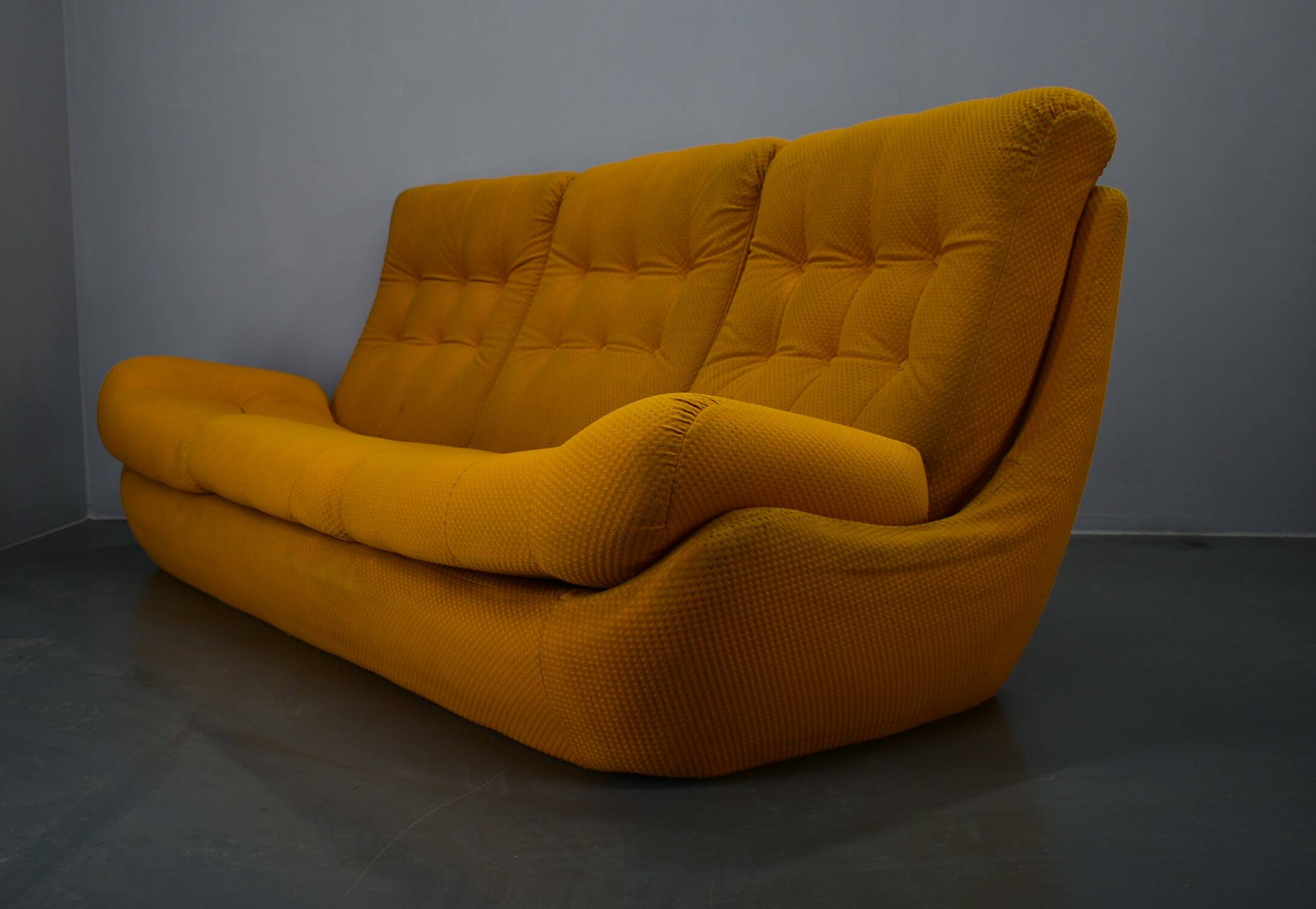 20th century, yellow Atlantis three-seater sofa, 1960s
