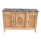 Buffet art déco rénové en chêne massif et marbre brèche des années 30