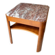 Square side table in wood and red marble 60 x 60 cm