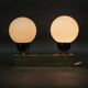 Kamenický Šenov Brass Double Globe Wall Light, Czechoslovakia, 1970s