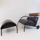 COR Zyklus leather armchair with ottoman by Peter Maly