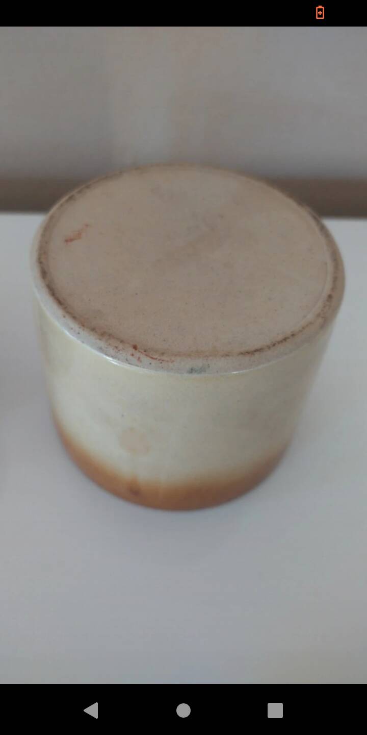 2 vintage khaki ceramic mugs