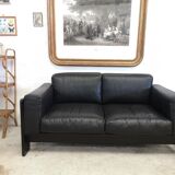 Bastiano by Afra and Tobia Scarpa edition Knoll 60s black leather sofa