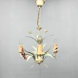 Vintage Metal Floral Chandelier, France, 1970's