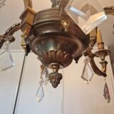 Lucien Gau, bronze worker since 1860 - Bronze chandelier with crystal pendants
