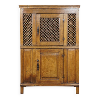 Antique oak bread cabinet from the late 17th century with working locks
