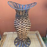 Wicker and metal vase