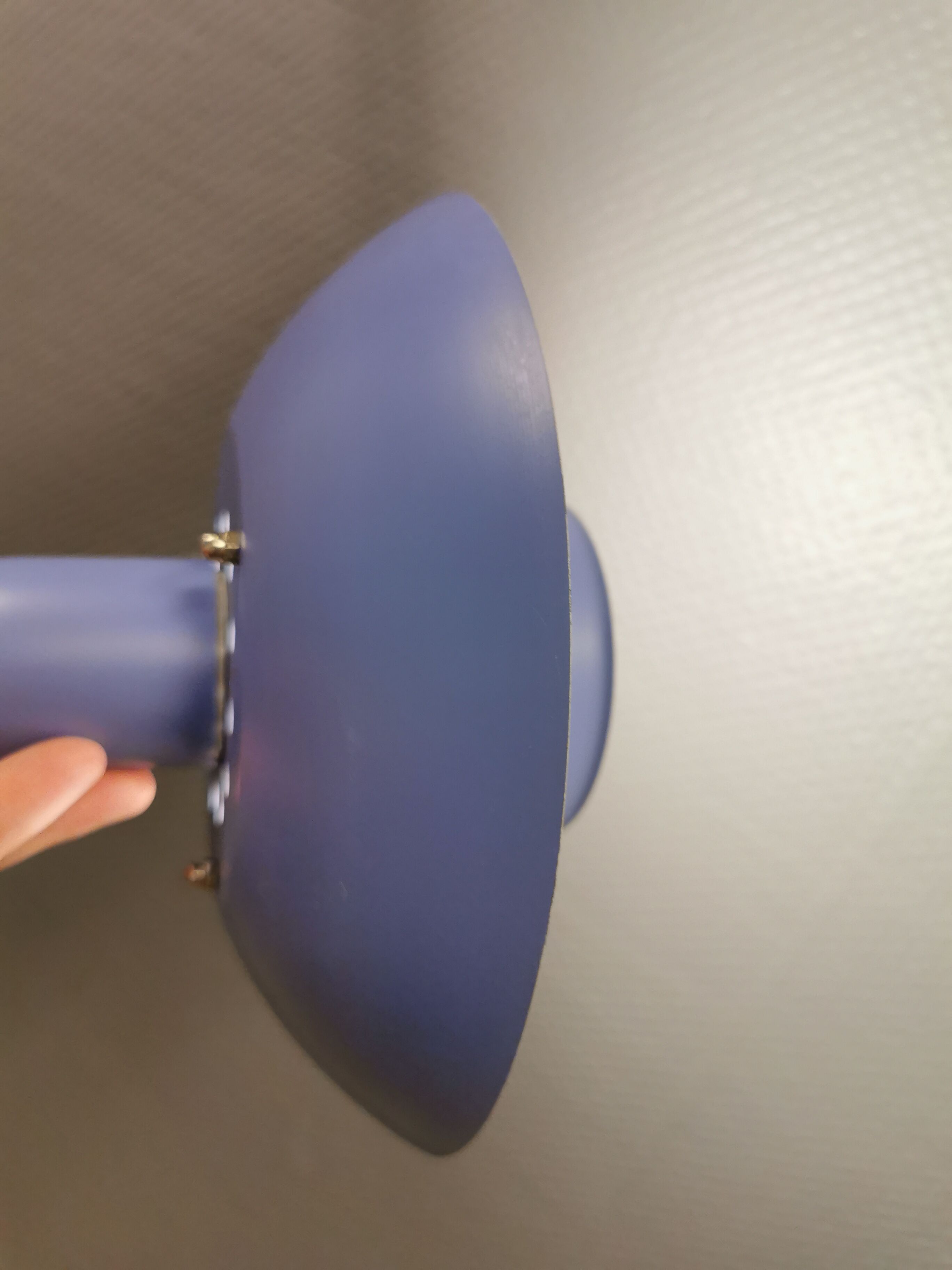 Classic small Danish hanging lamp, produced by Form-Light in the 1980s. Light purple color