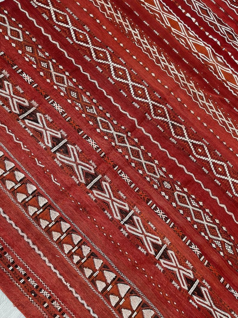 Old Zemmouri Kilim, Faltwoven Berber Rug, Handmade Moroccan Carper, Home Decor