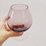 6 anciens verres à cognac en cristal de couleur prune