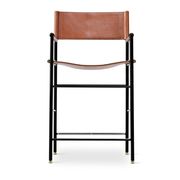Paire de tabourets de bar avec dossier, couleur tabac et métal noir