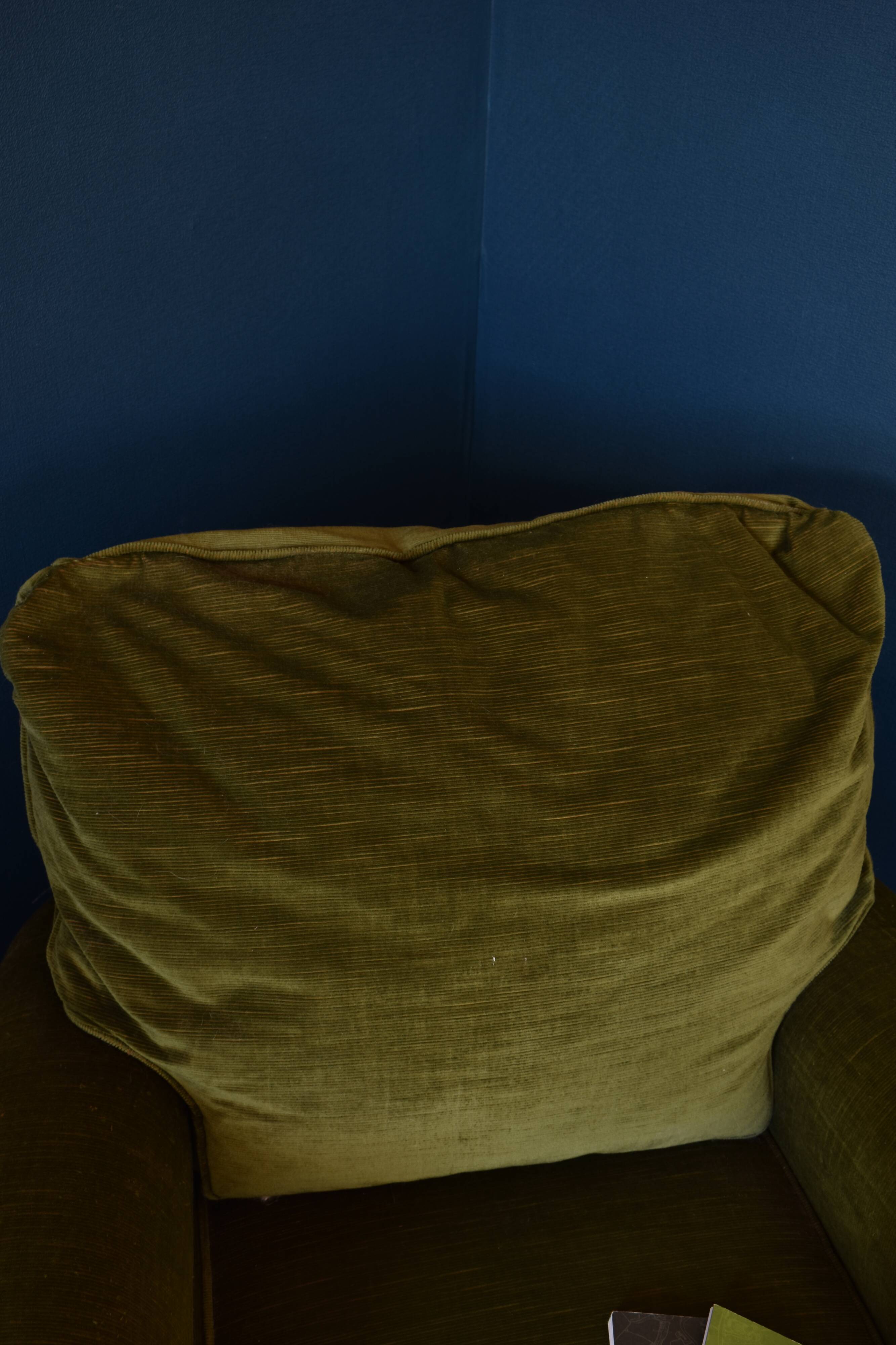 Vintage armchair green velvet fringes