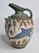 Ceramic vase, Ancient Cretan style, marine decoration with dolphins, 17 cm