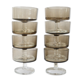 8 glasses of champagne 70 ́s in smoked glass