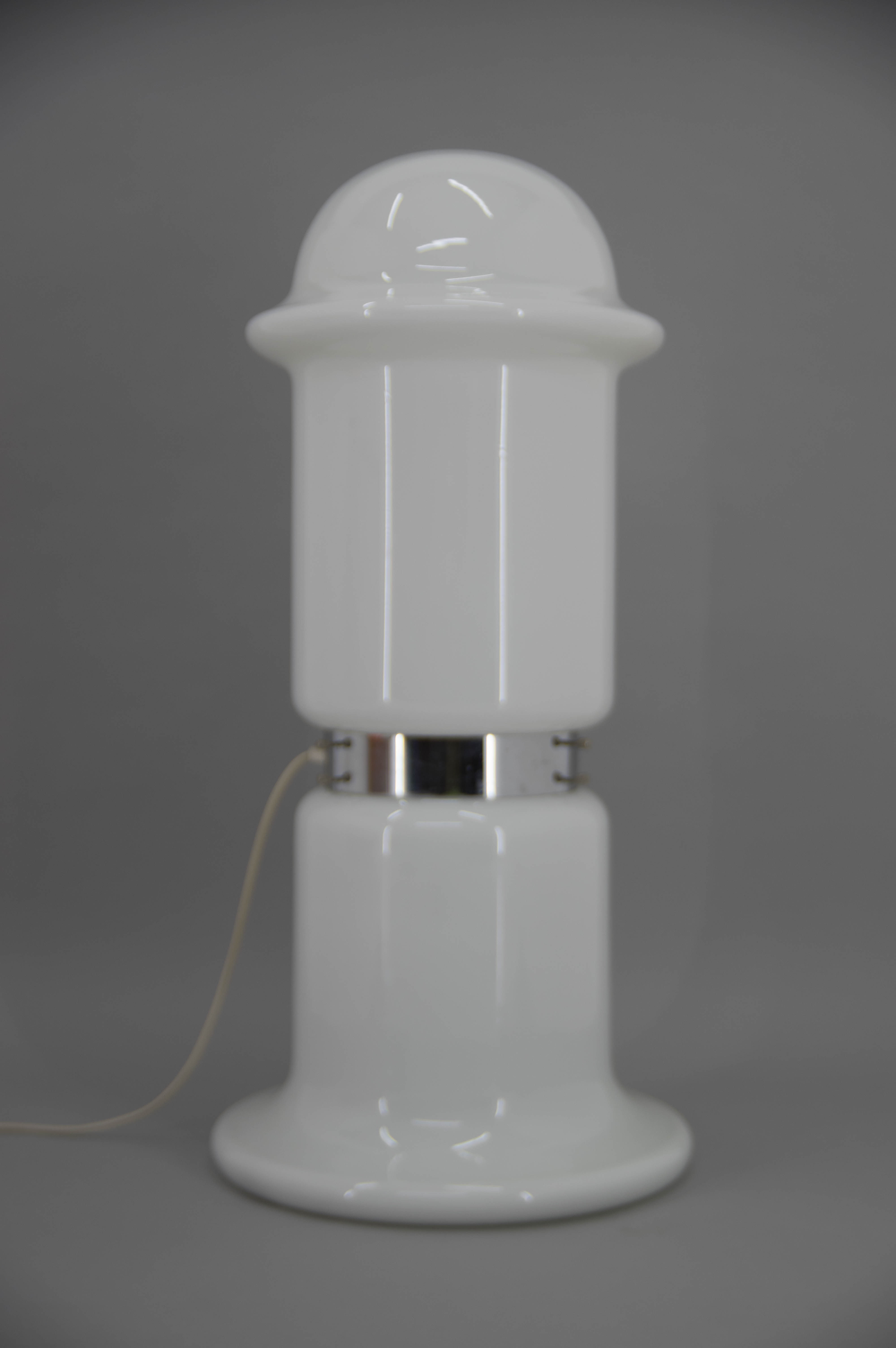 White glass floor lamp, czechoslovakia, 1970s