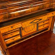 Biedermeier vintage oak and mahogany secretary desk, well-made, 1860.