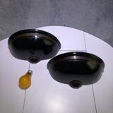 Wall lamp in the shape of an enamelled ceramic basin, set of 2