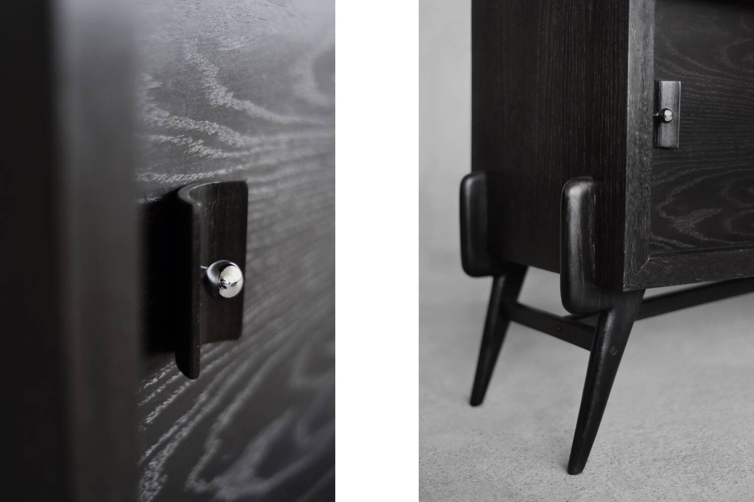 Mid-Century Scandinavian Modern Dark Oak Sideboard with Wood and Metal