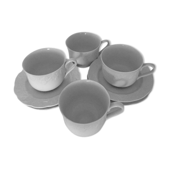 Tasses à thé et soucoupes La Compagnie Nationale de Porcelaine