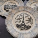 Lot 10 talking plates opaque Sarreguemines late 19th, Universal Exhibition 1889