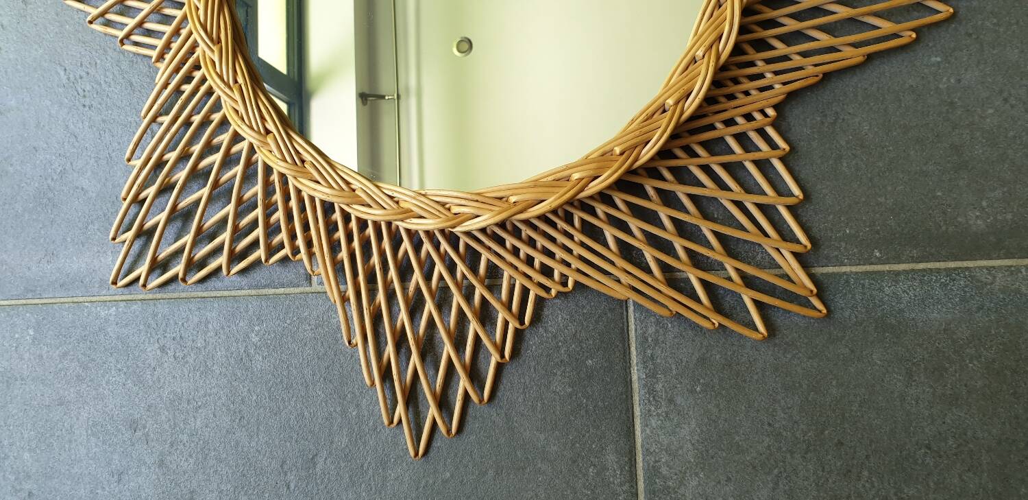 Rattan sun mirror 60 cm
