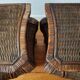 Pair of curved wicker bedside tables