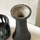 Mid-century ceramic candlestick in black and blue signed Vivien Goron 1970.