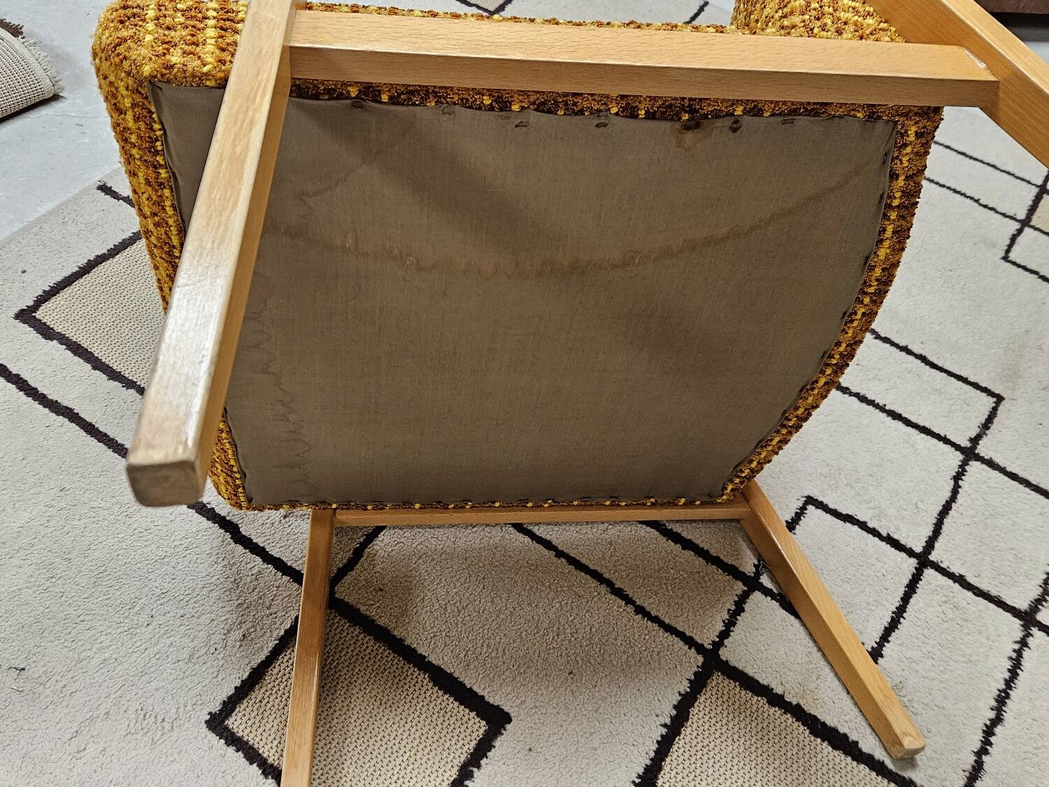 Vintage 1970 curled fireside chair