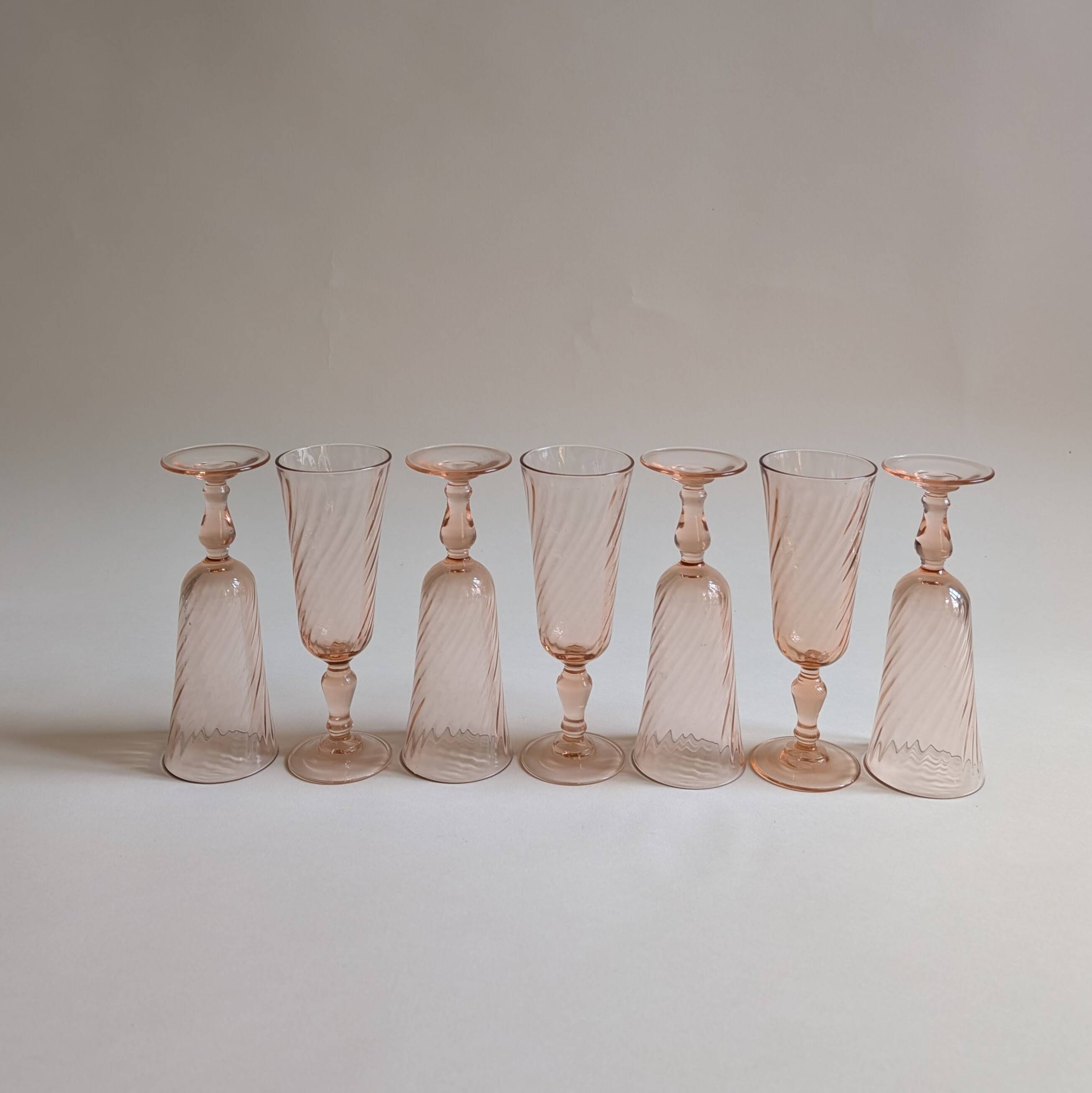 Flûtes Rosaline, Arcoroc France, années 70-80