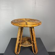 Mid-Century Italian pencil reed rattan side or occasional table, ca 1950s